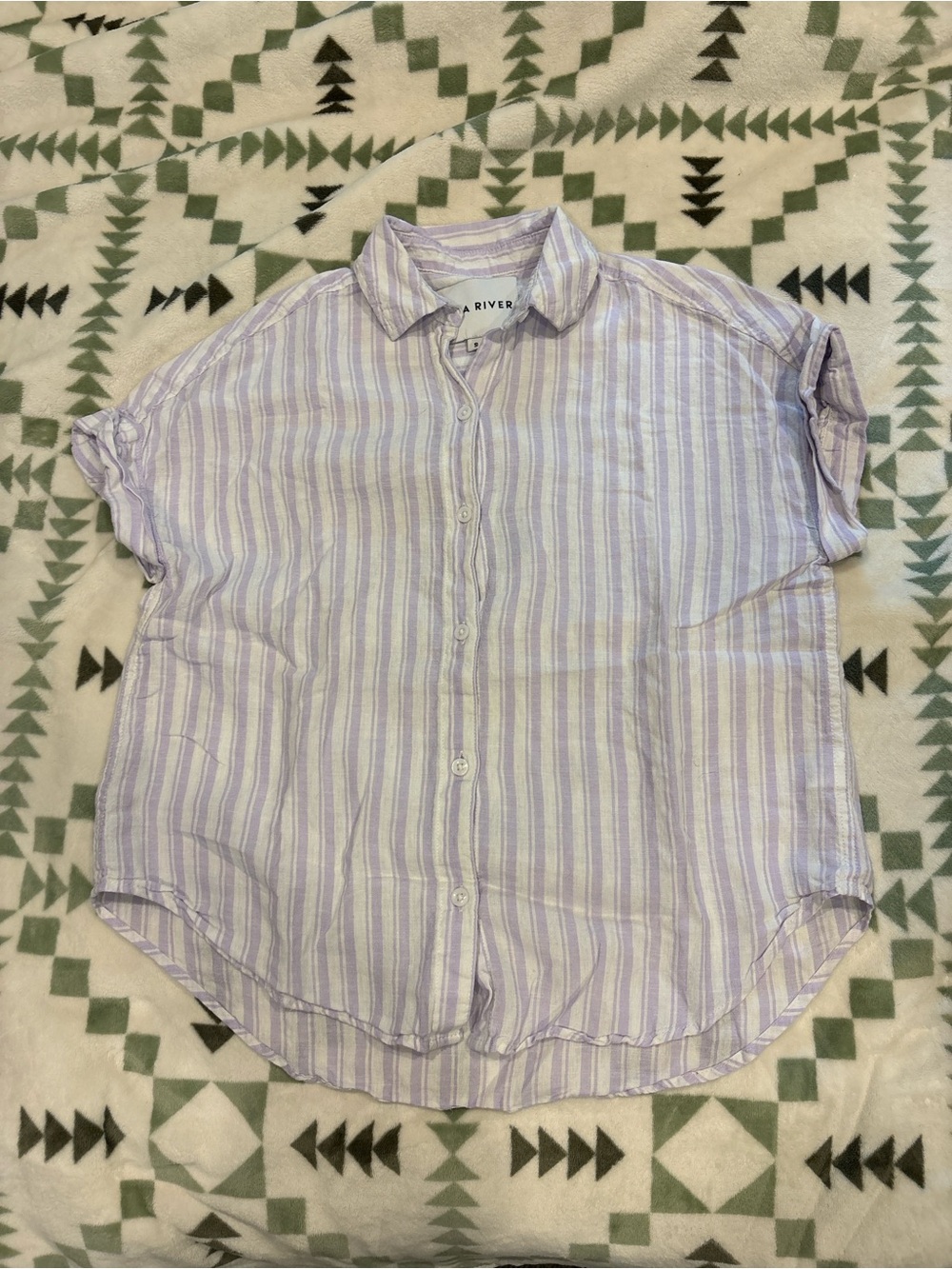 Lola river Lavender and White Striped Short Sleeve
